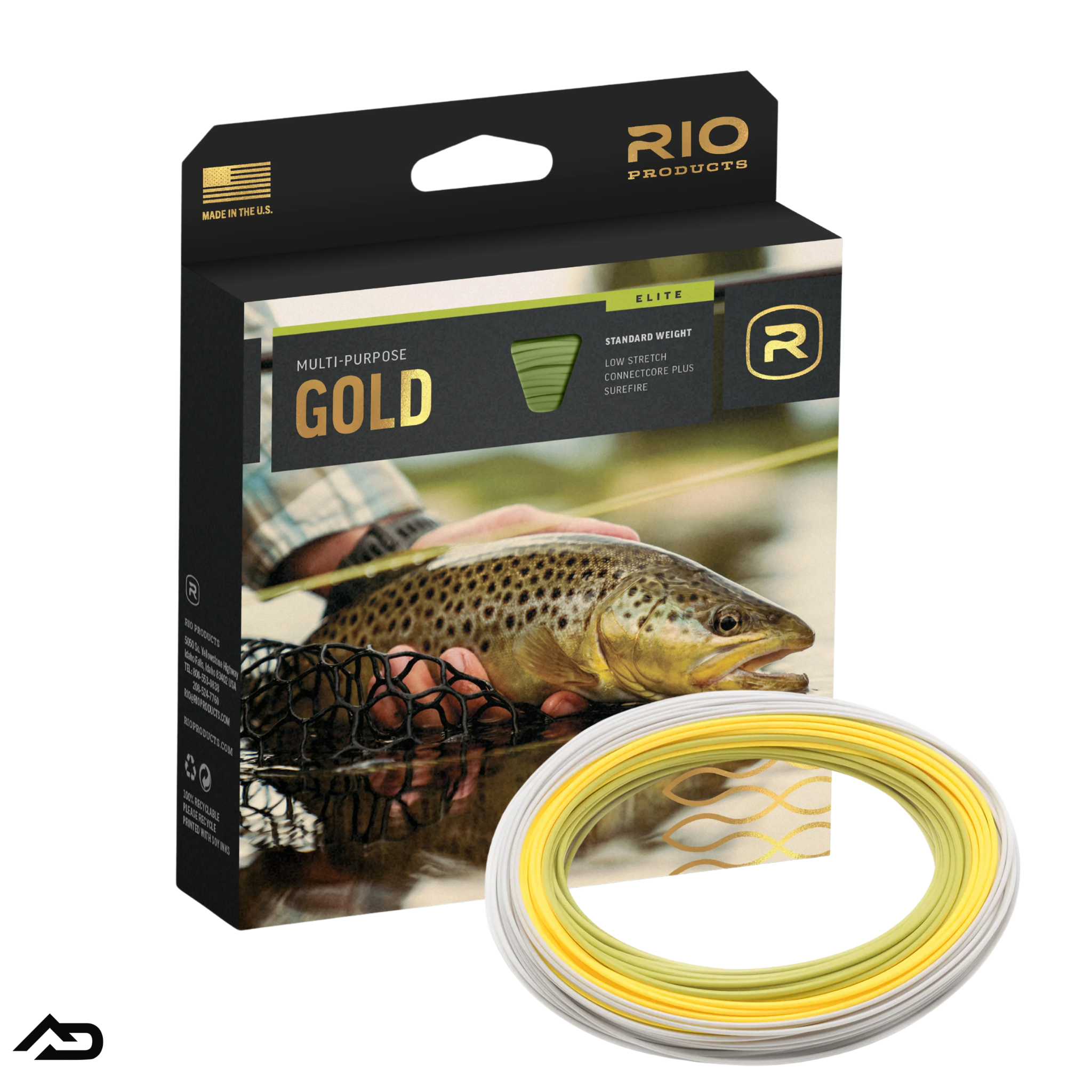 Rio Elite Gold Slick Cast Fly Line (Moss/Gold/Gray)